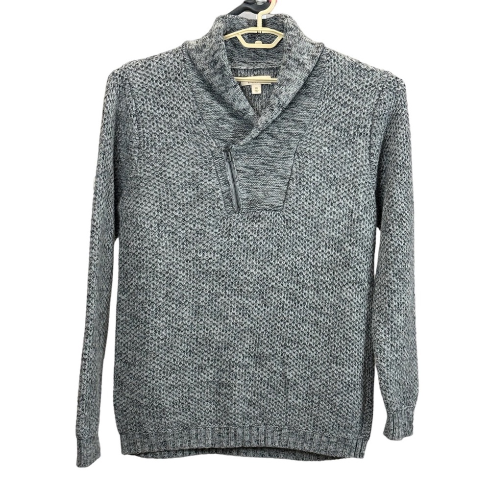 Decree Men's XXL Shawl Collar Pullover Sweater Dark‎ Gray Long 100% Cotton